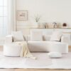 Modular Sectional Sofa With L Shape Chaise, Cloud Sectional Modern Sleeper Couch With Deep Seat, Sponge Compression Sofas - Beige - Image 2