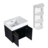 Modern Wall Mounted Bathroom Vanity, Thick Edged Resin Sink And Storage Rack Plywood - Black Chestnut - Image 14