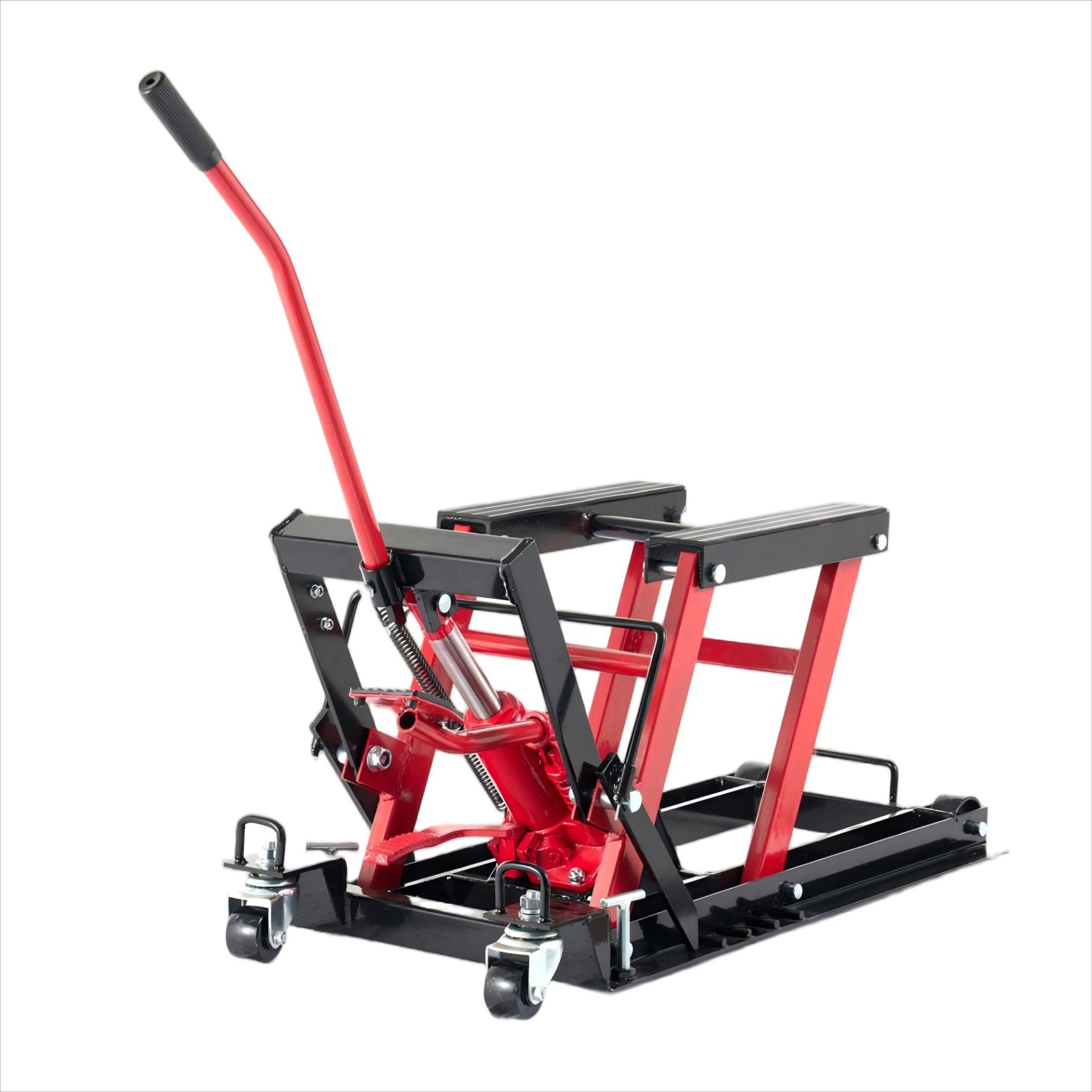 Heavy Duty 1500Lbs Hydraulic Motorcycle Lift Jack With Wheels And Handle - Red / Black - Image 4