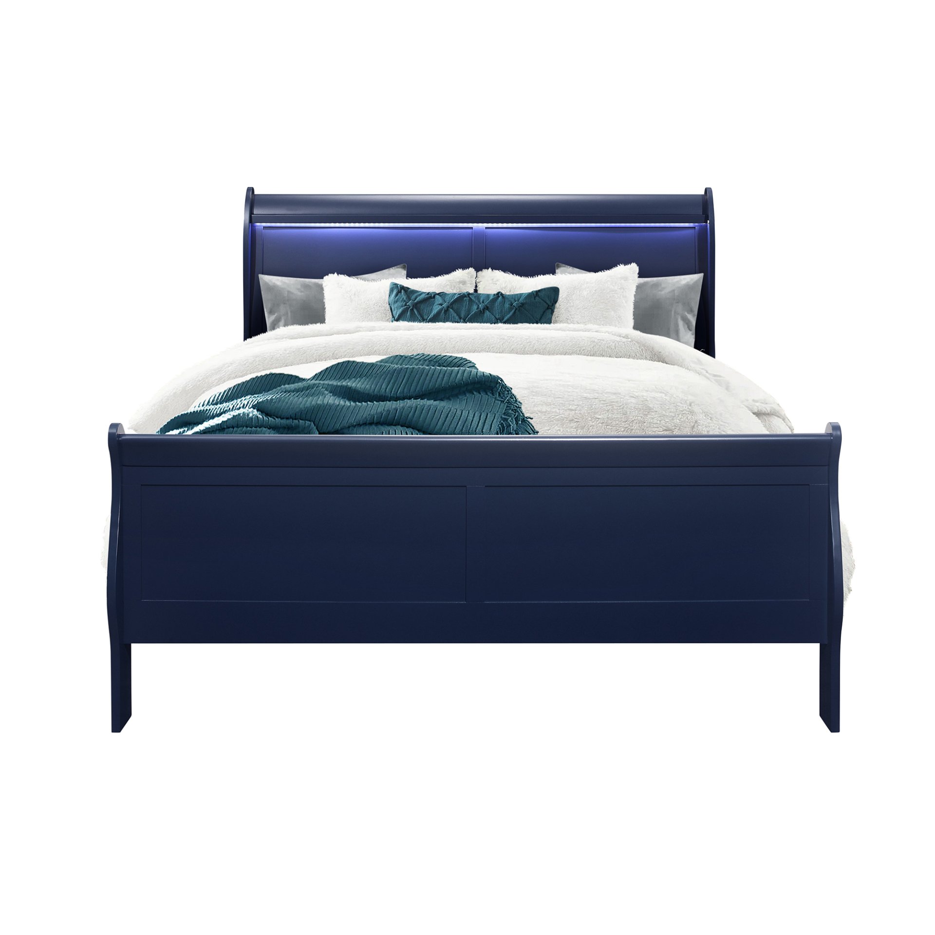 Charlston - Queen Bed With LED - Blue - Image 5