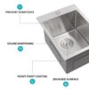 Stainless Steel Drop In Kitchen Sink 15 X 20" 16 Gauge Single Bowl - Brushed Nickel - Image 8