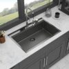 33" Drop In Kitchen Sink With Ledge Workstation, 16 Gauge Stainless Steel - Gunmetal Black - Image 6