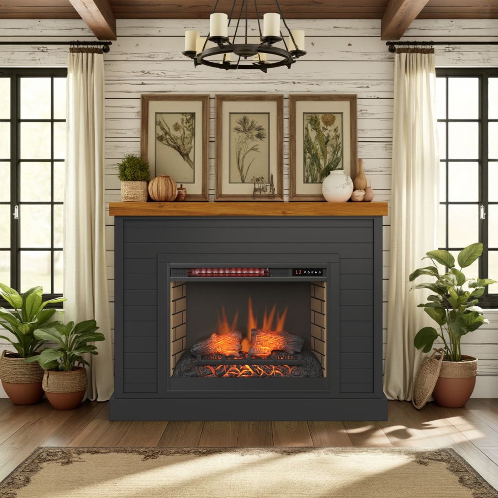 Washington - Fireplace With Mantel - Black, Whiskey - Image 3