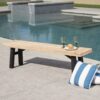 Outdoor Bench With Slat Panel Design And Frame - Natural / Gray - Image 8