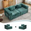 Convertible Floor Sofa Bed With Fixed Shape Frame, Loveseats Boneless Modular Sectional, For Living Room - Dark Green - Image 4