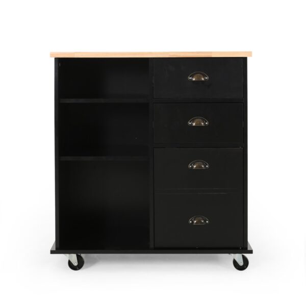 Yohaan - Contemporary Kitchen Cart With Wheels - Black