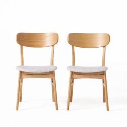 Brilliantine Dining Chair With Cushion And Wood Frame (Set of 2) - Light Beige / Natural Oak