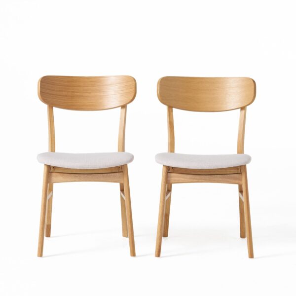 Brilliantine Dining Chair With Cushion And Wood Frame (Set of 2) - Light Beige / Natural Oak