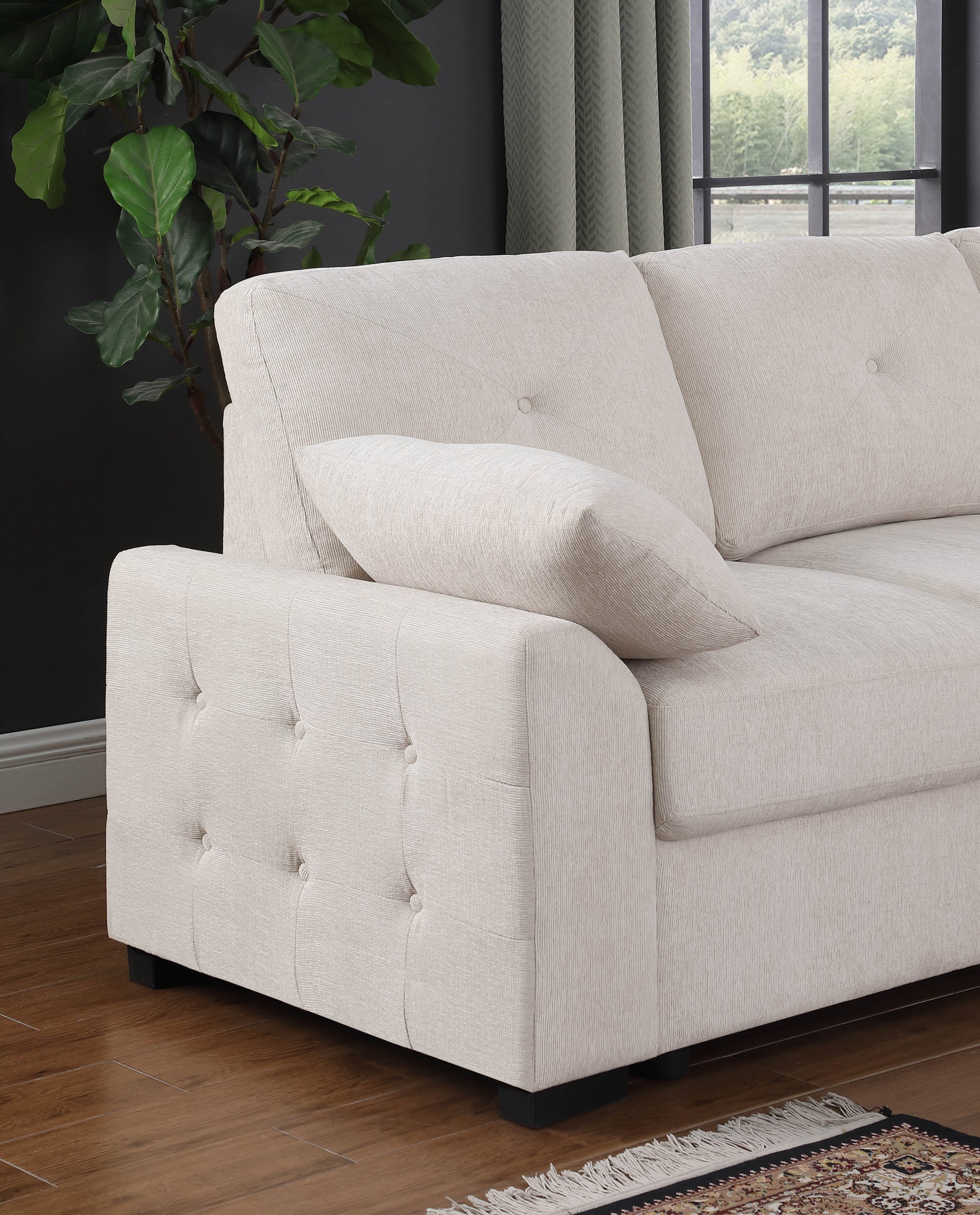 Nyhan - Upholstered Corner Sectional With Pull Out Loveseat And Storaged Chaise - Beige - Image 6