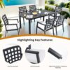 Modern Classic Cast Outdoor Patio Dining Chairs, Ergonomic Lattice Backrest Design, Sunbrella Cushion, Weather Resistant And Durable (Set of 2) - Ember Black - Image 5