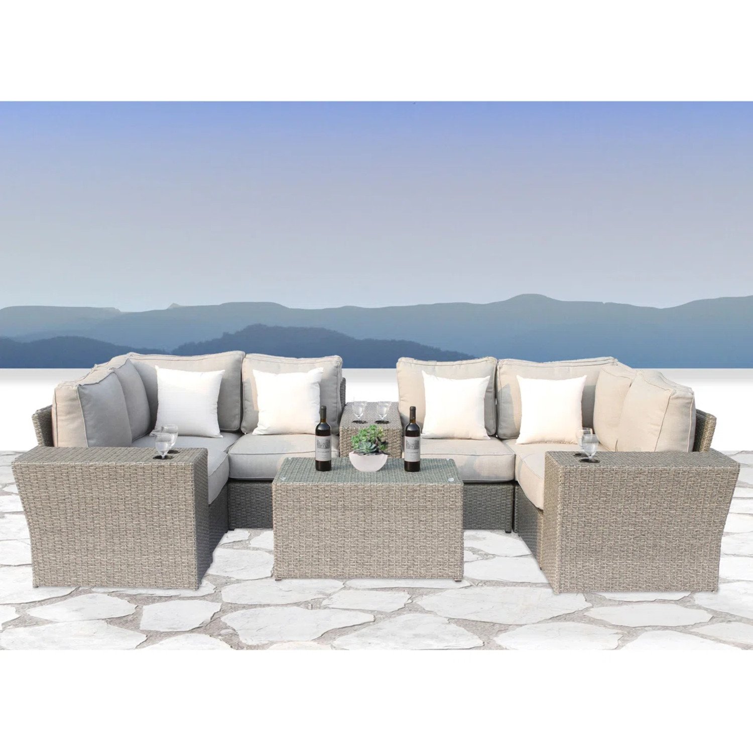 Outdoor Seating Group For 4 With Cushions, - Gray Mix - Image 2
