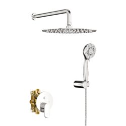 Dual Shower Head System With Rain Shower And Handheld, Wall Mounted, 10" Round Design - Brushed Nickel