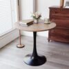 Mid Century Modern Walnut Round Dining Table With Top & Pedestal Base - Walnut / Black - Image 2