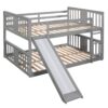 Full Over Full Bunk Bed With Ladder With Slide - Gray - Image 4