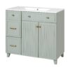 36" Bathroom Vanity With Sink, Soft Close Doors, Adjustable Shelves - Green - Image 13