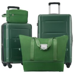 2 Piece Luggage Set With Bags Expanable Spinner Wheels ABS Lightweight Suitcase With Tsa Lock 20" / 24" - Green