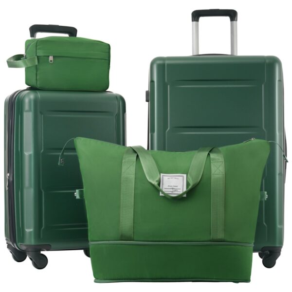 2 Piece Luggage Set With Bags Expanable Spinner Wheels ABS Lightweight Suitcase With Tsa Lock 20" / 24" - Green