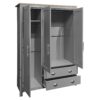 3 Door Storage Wardrobe With Cabinets And 2 Hanging Rods - Gray - Image 7