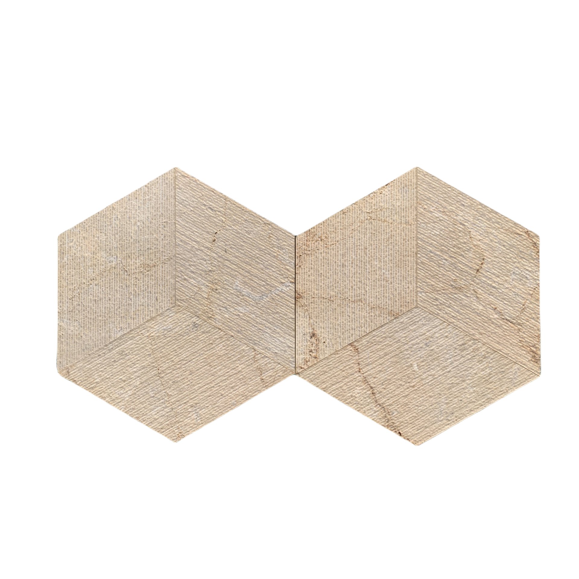 Hexagon Marble Tiles 3D Fluted Stone FS Textured (Set of 12) - Beige / Gold - Image 5