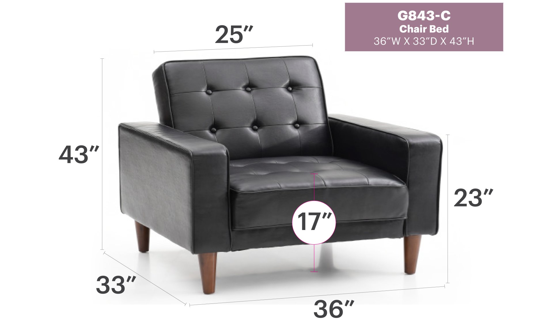 Andrews - Chair Bed - Black - Image 6