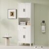 Tall Bathroom Cabinet With Drawer And Adjustable Shelves - White - Image 5