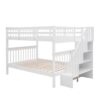 Full Over Full Stairway Bunk Bed With Storage And Guard Rail For Bedroom - White - Image 9