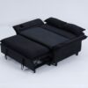 Modern Fabric Multi Functional Sofa Bed With Adjustable Armrests And Backrests Letter Striped Design Frame - Black - Image 18