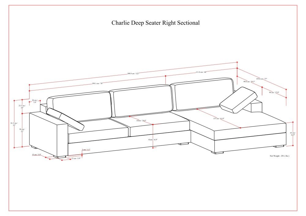 Charlie - Deep Seater Right Sectional Sofa - Cream - Image 16