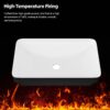 Semi Recessed Bathroom Sink With Vessel Design, Durable Glazed - White / Black - Image 7