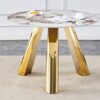 Stainless Steel Pattern Burning Stone Round Table Suitable For 2, 4 Or 6 People - Gold / White - Image 15