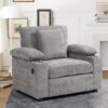 Modern Oversized Chair & Ottoman, Chenille Fabric Sofa Bed, Accent Chair Comfy Sofa With Cupholders And USB Charging Ports Chair For Living Room, Bedroom, Apartment - Gray - Image 5