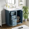 Bathroom Vanity With Ceramic Sink Combo, Frame Bathroom Storage Cabinet, Freestanding Vanity Set With 3 Drawers & Soft Closing Doors - Indigo - Image 4