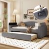 Twin Size Upholstered Daybed With Storage Armrests, Trundle And Latest Integrated Bluetooth Audio System - Gray - Image 17