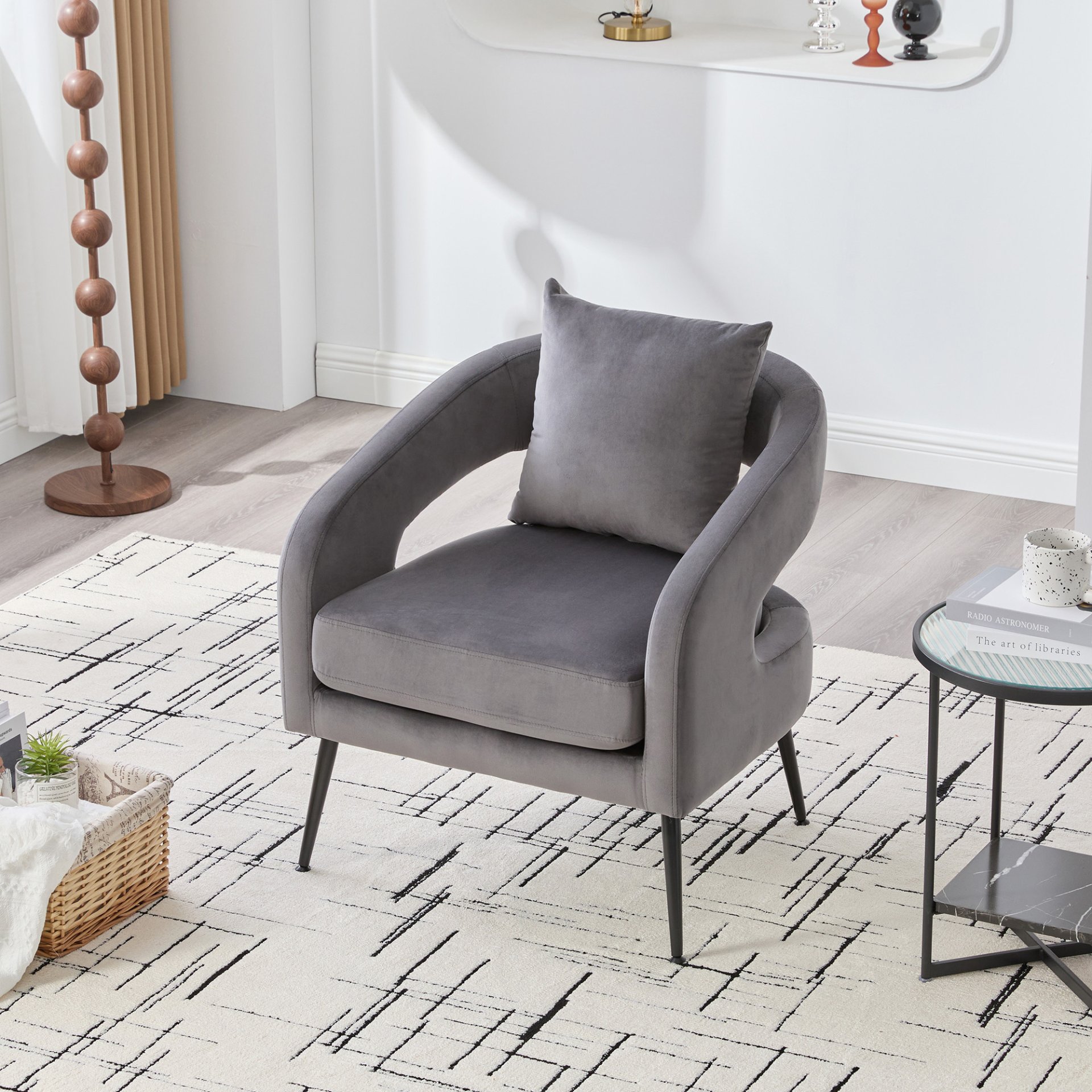 3 Piece Upholstered Sofa Set, Loveseat & 2 Accent Chairs For Small Living Spaces - Charcoal - Image 6