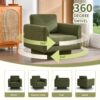360° Modern Swivel Accent Chairs Round Armchair, Thick Padded Lounge Sofa Upholstered Comfy (Set of 2) - Green - Image 3