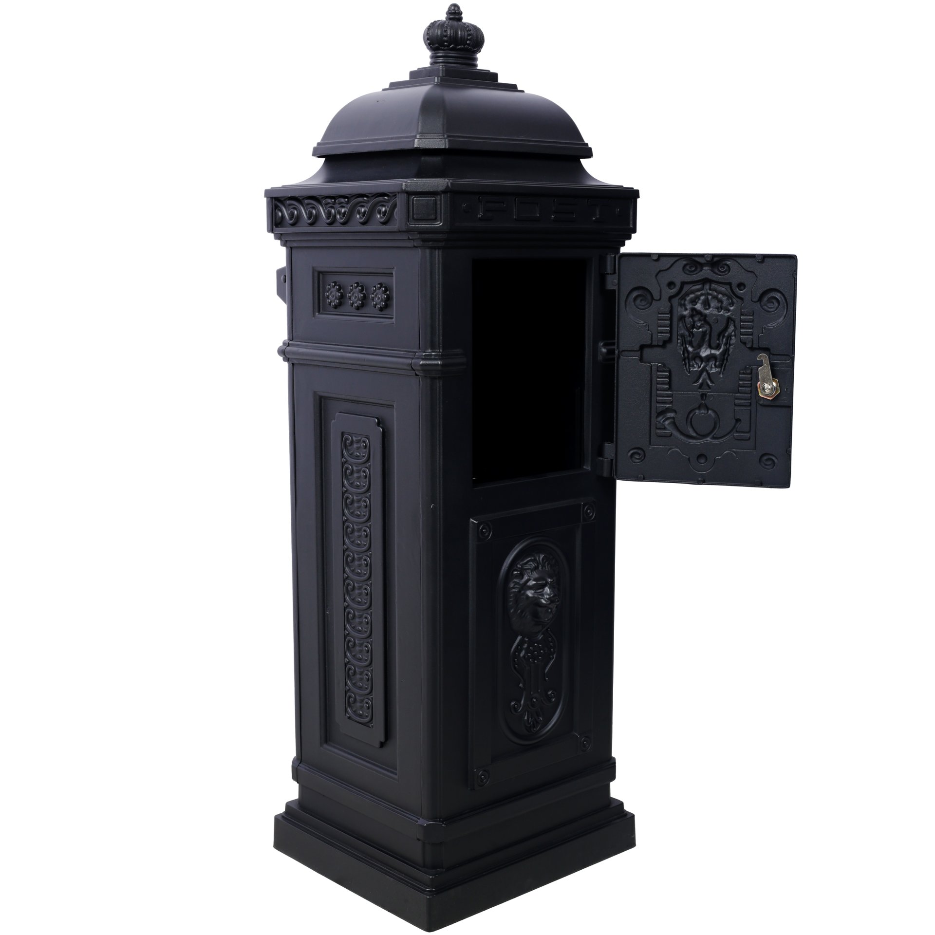 Mailboxs Residential Large Capacity Letter Box Aluminum Outdoor Rainproof Postbox Statue - Black - Image 6