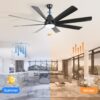 Large Ceiling Fans With Lights And Remote Control 6 Wind Speed DC Motor For Living Room - Black - Image 3