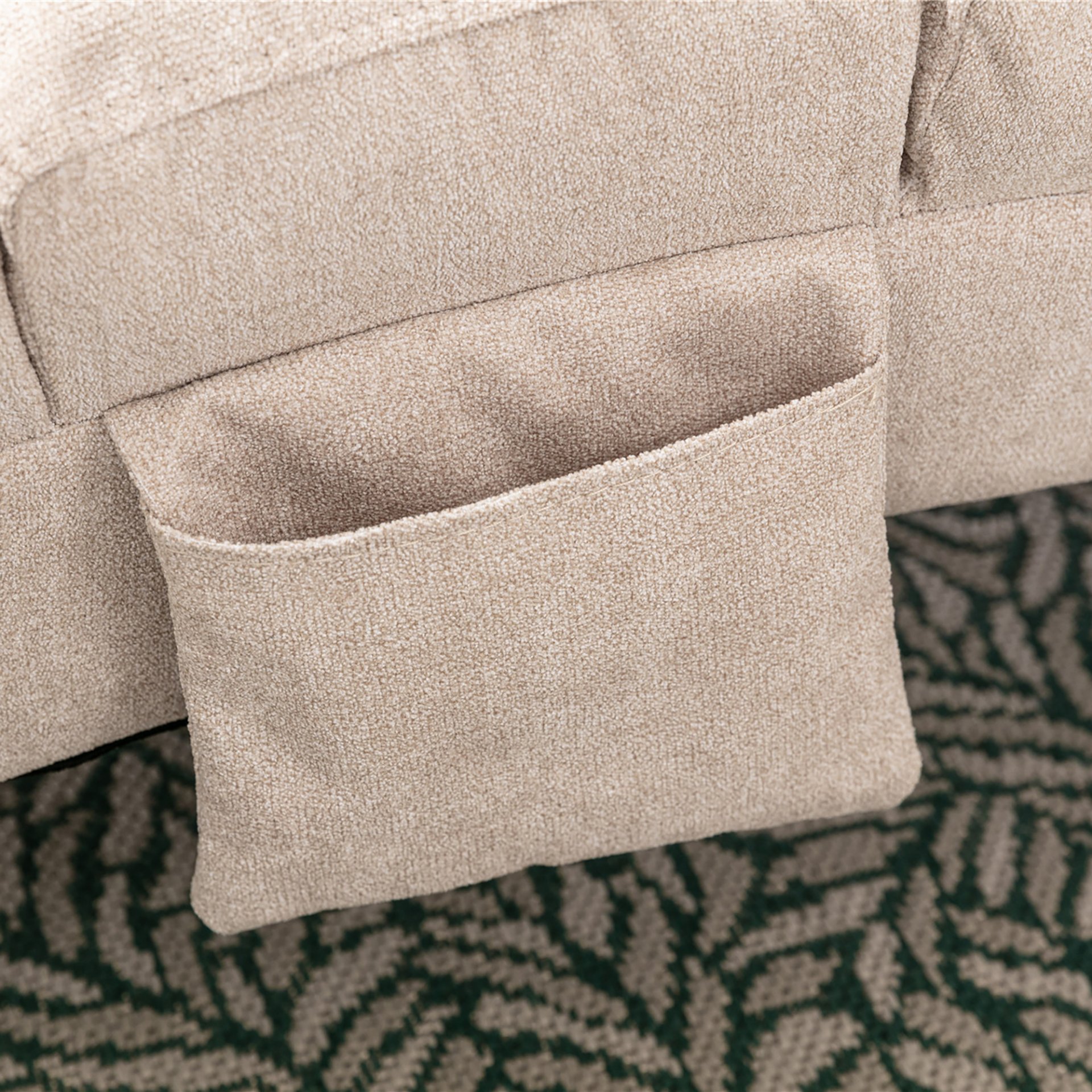 Linen Massage Chaise Lounge Indoor With Remote Control, Ergonomic Electric Massage Lounger - Beige - Image 11