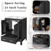 24" Bathroom Vanity With Integrated Undermount Sink, 2 Doors And 1 Drawer, Soft Close Hinges - Black - Image 7