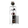 Bamboo Storage Cabinet With Tall Linen Tower, Multi Functional For Bathroom And Living Spaces - White - Image 18