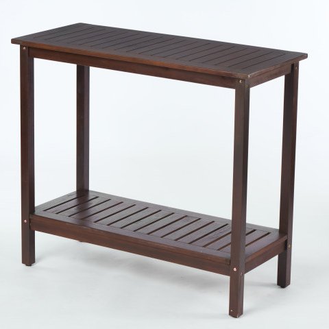 Workstation For Garden Balcony Garage, Acacia Console Potting Table - Brown - Image 7