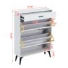 Shoe Cabinet, Shoe Storage Shelves, Metal Leg - White - Image 14