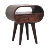 Wooden Circular Bedside Table With Open Slot - Walnut - Image 6