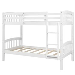 Twin Over Twin Bunk Bed & Ladder - White
