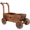 Wooden Wagon Planter Box Mobile Garden Planter With Wheels Handle Drain Hole Wood - Brown - Image 6