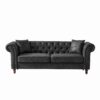 Chesterfield 3 And 2 Seater Sofa Set, High Tech Fabric, Roll Armrest, Upholstered Mid Century Modern Couch - Black - Image 9