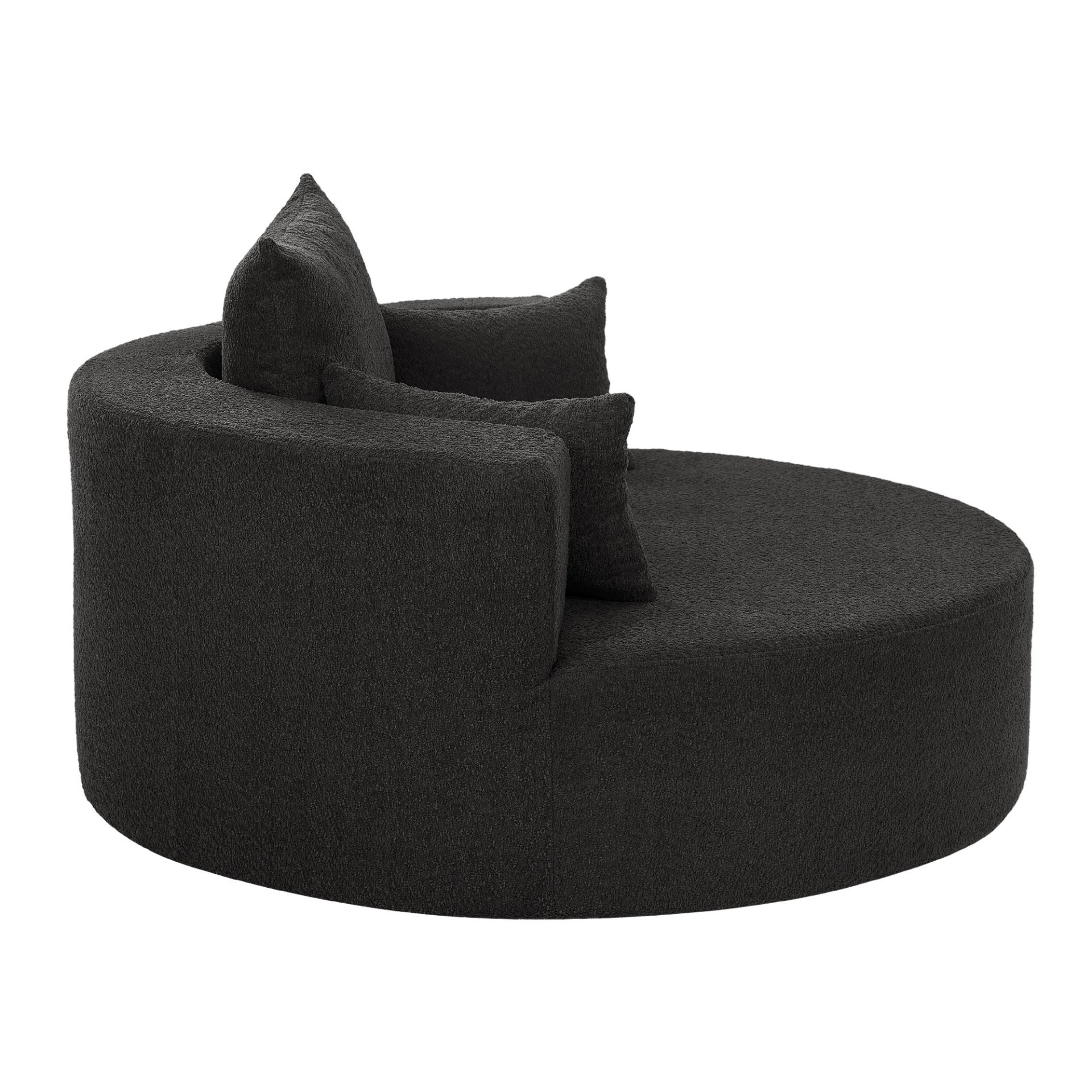 360 Degree Swivel Accent Barrel Chair With Removable Pillows - Black - Image 14