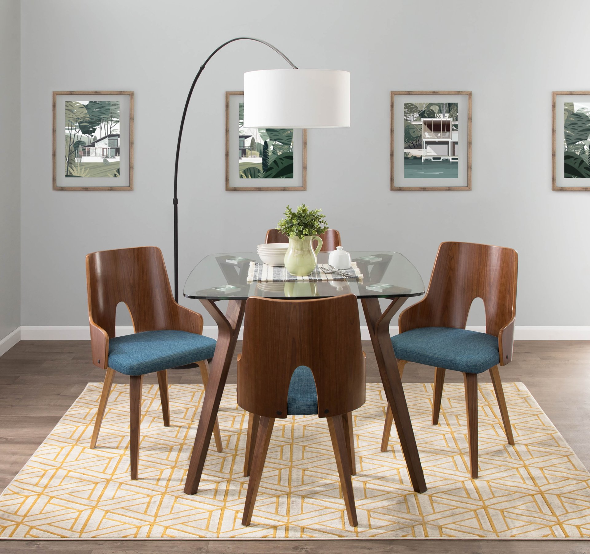 Folia - Mid-Century Modern Dinette Table - Walnut / Clear - Image 5