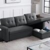 Upholstered Pull Out Sectional Sofa & Chaise - Dark Gray - Image 7