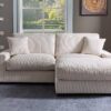 Modular Sectional Sofa, 4 Seater Oversized Sectional Sofa, Corduroy Fabric With 2 Ottoman Bench And 2 Pillows, Modular Sectionals Sofa Couch For Living Room - Cream - Image 8